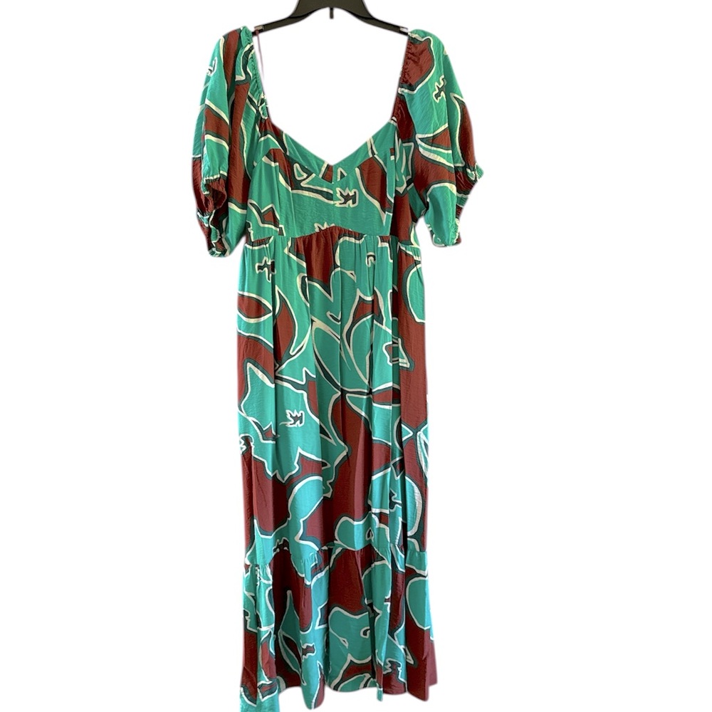 Nine West Women’s Floral Dress Puff Sleeve Maxi NEW size XL